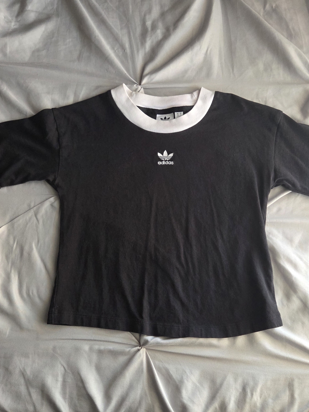 adidas Black Tee with White Ringer Collar